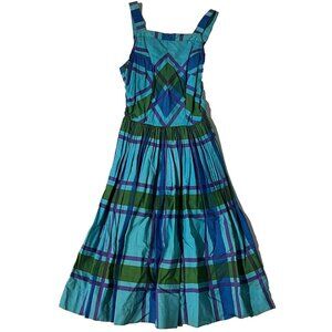 Mr. Mort Vintage Women Blue Checkered Strapped Zip Up Back Dress Size 10